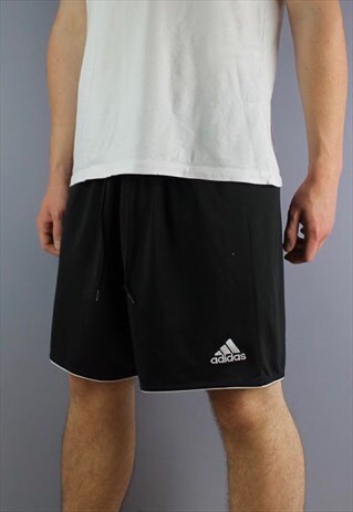 VINTAGE ADIDAS SHORTS IN BLACK WITH LOGO AND DRAWSTRINGS. SI