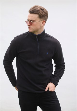 NAUTICA 1/4 ZIP USA JET BLACK FLEECE SWEATSHIRT