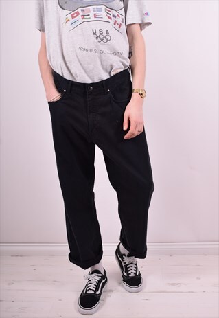 TRUSSARDI MENS VINTAGE TROUSERS W36 L28 BLACK 90'S