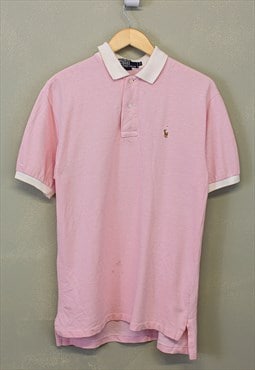Vintage Ralph Lauren Polo Shirt Pink Short Sleeve With Logo