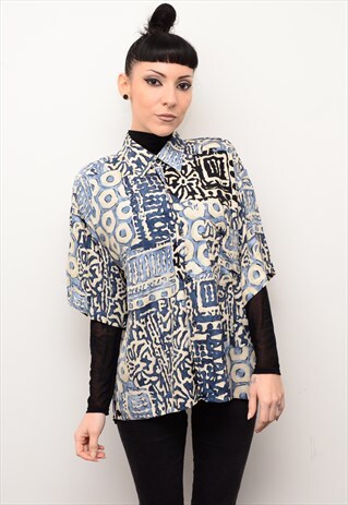 VINTAGE 90'S INDIE GRUNGE PATTERNED OVERSIZED SHIRT
