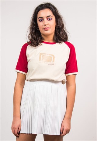 90'S VINTAGE CREAM NIKE RINGER T-SHIRT