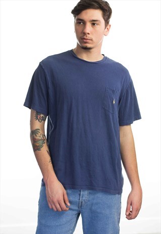 VINTAGE POLO RALPH LAUREN LOGO POCKET T-SHIRT 90S M 6