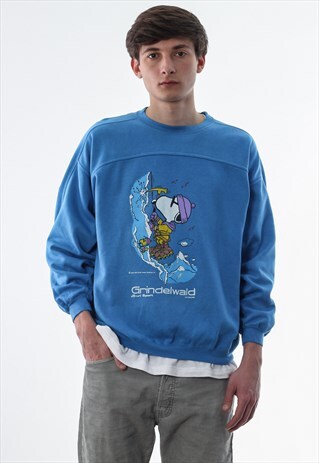 VINTAGE SNOOPY 1958 GRAPHIC CREW NECK 90S BLUE