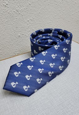 Navy Blue Money Bag Pattern Men Tie 