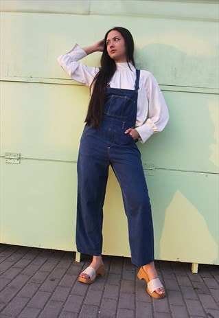 LONG DUNGAREES IN DARK BLUE