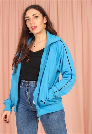VINTAGE 80S PUMA TRACK JACKET IN BLUE