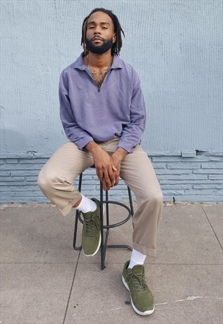 90S MINIMALIST SPORTSWEAR BLUE QUARTER ZIP SWEATSHIRT