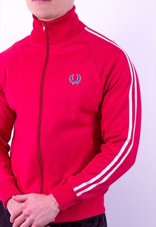 VINTAGE FRED PERRY STRIPED JACKET IN RED