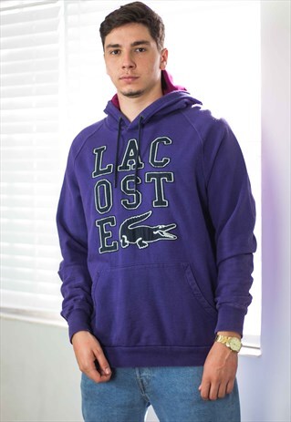 VINTAGE LACOSTE HOODIE SWEATSHIRT LOGO 90S X 24.2