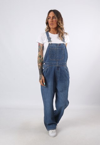 DENIM DUNGAREES GAP WIDE LEG VINTAGE UK 12 (D8BQ)