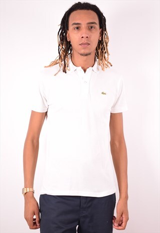 LACOSTE MENS VINTAGE POLO SHIRT SMALL WHITE 90S