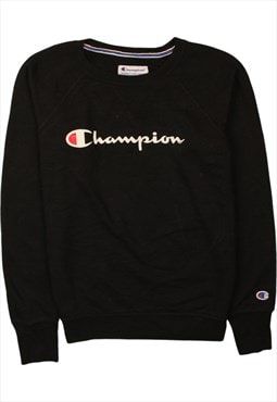 Vintage 90's Champion Sweatshirt Spellout Crew Neck Black