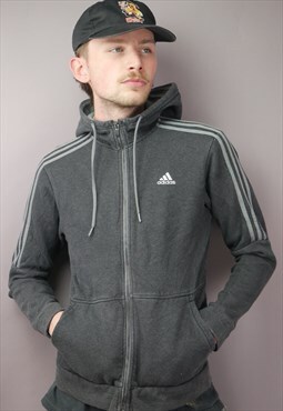 Vintage Adidas Zip Up Hoodie in Grey with Logo
