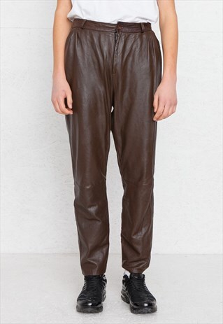 VINTAGE BROWN LEATHER TROUSERS BOTTOMS
