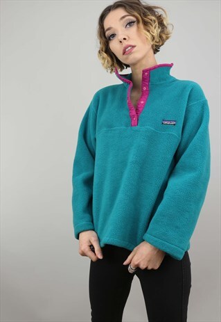 VINTAGE OVERSIZED 1/4 ZIP PATAGONIA FLEECE GREEN