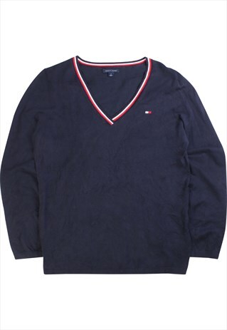 Vintage  Tommy Hilfiger Jumper / Sweater Knitted V Neck Navy