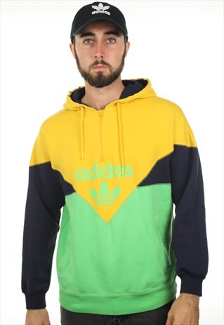 VINTAGE ADIDAS ORIGINALS 1/4 ZIP HOODIE SWEATSHIRT