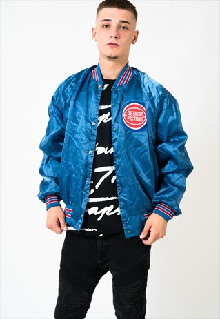 VINTAGE CHALKLINE MENS DETROIT PISTONS BOMBER JACKET