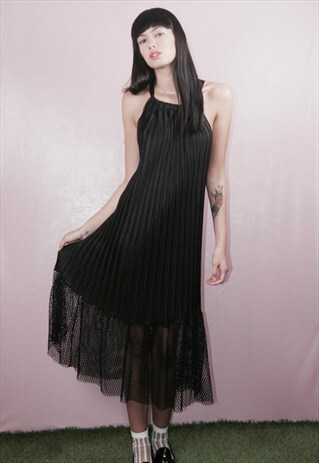 PANSEYROSEPINE- BLACK RIBBON TIE LONG DRESS