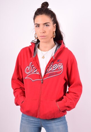 STARTER WOMENS VINTAGE HOODIE JACKET XXL RED 90'S