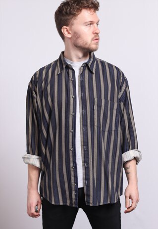 VINTAGE CORDUROY CORD STRIPED SHIRT