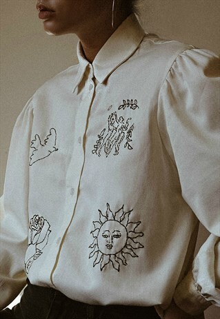 HAND EMBROIDERED BEIGE SHIRT