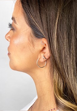 Thin Silver Hoop Earrings in Sterling Silver 925