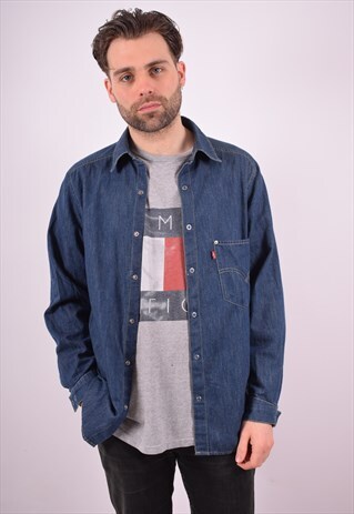 LEVI'S MENS VINTAGE DENIM SHIRT MEDIUM BLUE 90'S