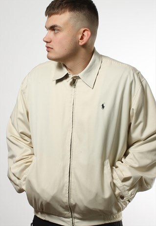 VINTAGE POLO RALPH LAUREN SAND HARRINGTON FULL ZIP JACKET