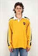 Vintage 90's Men Long Sleeve Rugby Polo Shirt in Yellow