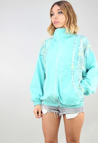 VINTAGE 90S OVERSIZED VELOUR TRACK TOP