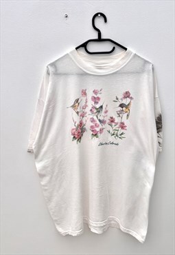 Vintage Gildan hummingbird white bird T-shirt XL