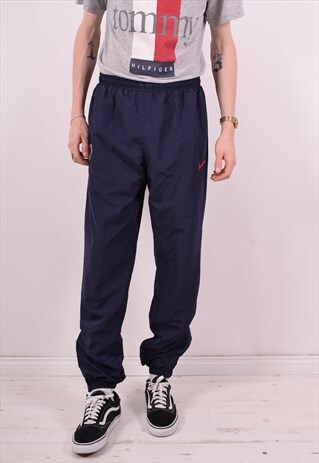 NIKE MENS VINTAGE TRACKSUIT TROUSERS W32 L32 NAVY BLUE 90S