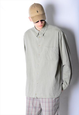 VINTAGE 90S KHAKI CHECK LONG SLEEVE SHIRT