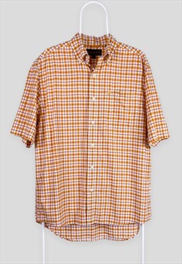 Vintage Timberland Orange Check Shirt Short Sleeve Medium