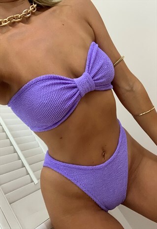SWEETIE BANDEAU BIKINI IN LILAC CRINKLE BY BOHO ROSE