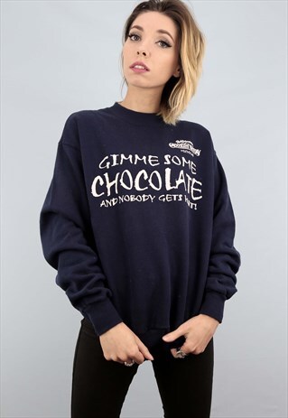 VINTAGE 90S OVERSIZED SWEATER SWEATSHIRT NOVELTY CHOCOLATE