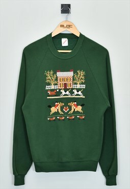 Vintage Christmas Sweatshirt Green Small