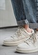 CLASSIC SNEAKERS FAUX LEATHER TRAINERS RETRO SHOES IN CREAM