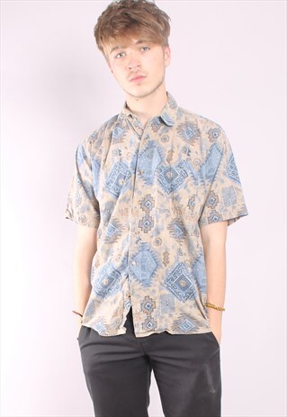 VINTAGE ABSTRACT CRAZY FESTIVAL PATTERN SHIRT