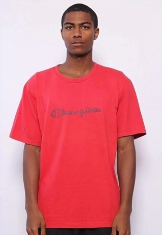 VINTAGE CHAMPION BIG LOGO SPELLOUT T-SHIRT RED