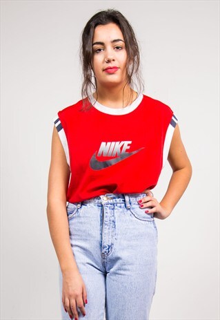 90'S VINTAGE NIKE RED SPORTS VEST TOP T-SHIRT