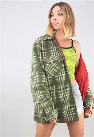 VINTAGE 90S OVERSIZED PATTERNED FLEECE JACKET