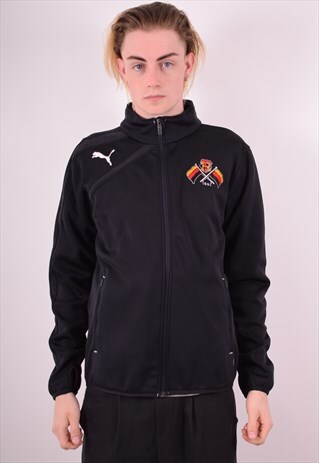 PUMA MENS VINTAGE TRACKSUIT TOP JACKET MEDIUM BLACK 90S