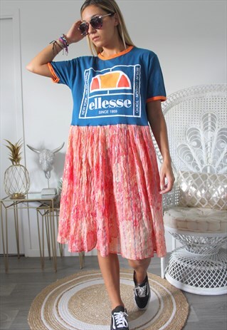 DRESS TEE-SHIRT VINTAGE PRINTED FABRIC
