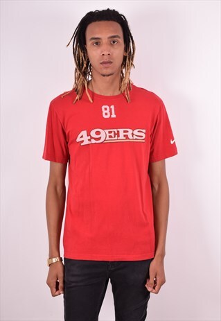 NIKE MENS VINTAGE 49ERS T-SHIRT TOP LARGE RED 90S