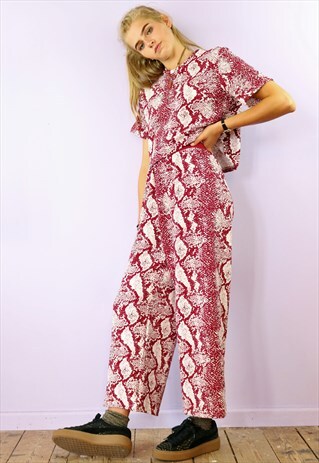 SNAKE ANIMAL PRINT CROP PANTS & TOP CO-ORDINATES