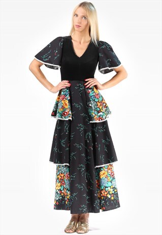 VINTAGE BOHEMIAN MAXI DRESS EMPIRE WAIST