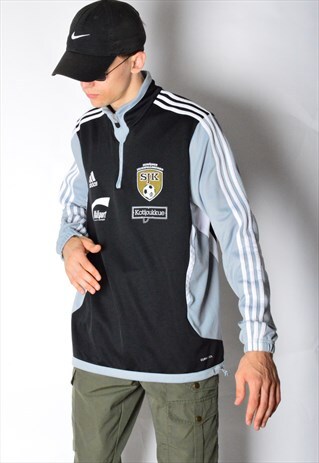 BLACK GREY ADIDAS FOOTBALL 1/3 ZIPPED JACKET